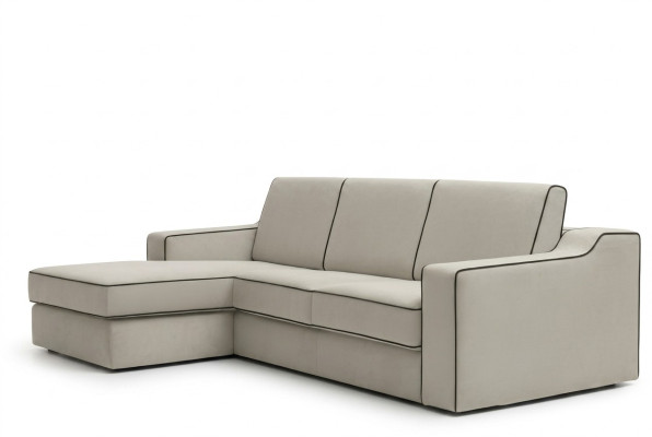 Diseño textil Sofá moderno de lujo en forma de L Alfitalia color beige.