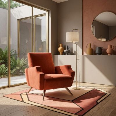 Sillón de televisión tapizado de tela de diseño de sofá de salón relajante club de una sola plaza.
