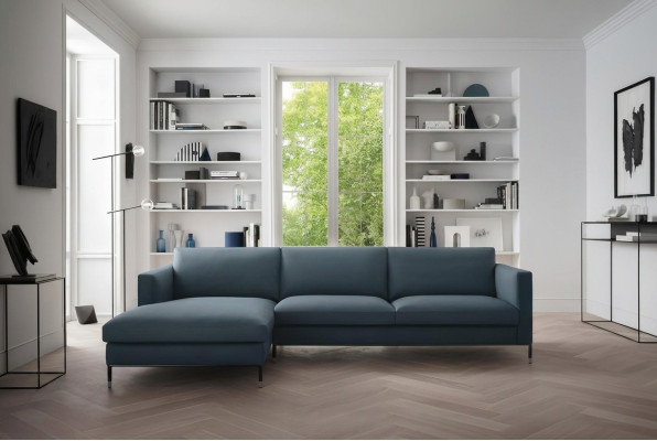 Sofá de cuero con paisaje de vida sofá de esquina XXL sofá esquinero acolchado sofá de esquina en forma de L sala de estar