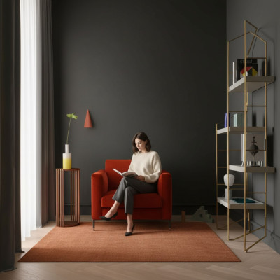 Diseño Salón Club Sillón Relax Silla Tapizado Televisión Textil Rojo Lujo Tela Nuevo