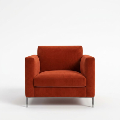 Diseño Salón Club Sillón Relax Silla Tapizado Televisión Textil Rojo Lujo Tela Nuevo