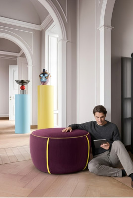 Diseño ovalado taburete puff otomano asiento textil acolchado puf
