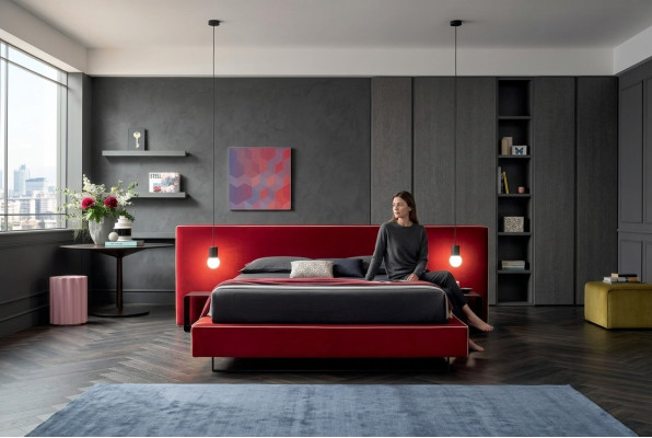 Diseño de lujo de camas dobles de hotel de tela de lujo de dormitorio de lujo cama de muebles de Italia nuevo.