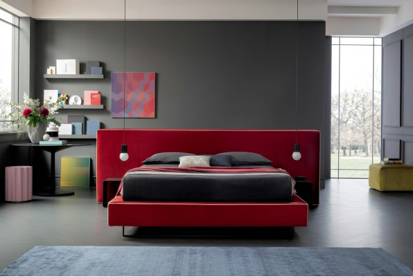 Diseño de lujo de camas dobles de hotel de tela de lujo de dormitorio de lujo cama de muebles de Italia nuevo.