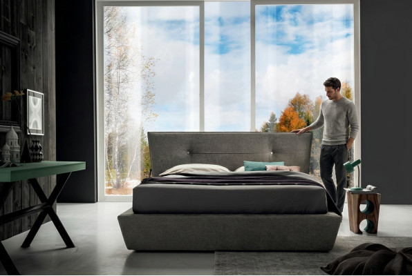 Diseñador Cama Dormitorio Cuero Textil Hotel Lujo Terciopelo Acolchado