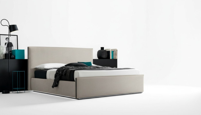Muebles italianos diseño cama dormitorio camas cuero hotel lujo tapizado nuevo