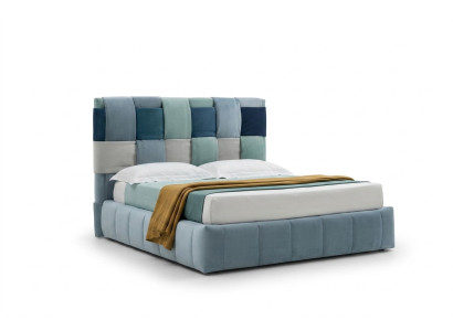 Modernas camas de lujo tapizadas en textil. Cama de dormitorio de alta calidad. Muebles italianos.
