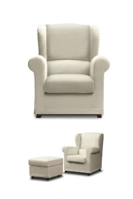 Sillón de salón, sillón de cóctel, sillón relax, sillón con reposabrazos y puff, sillón de club.