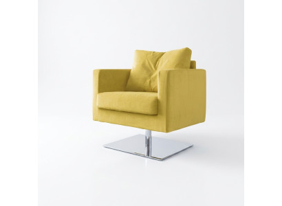Silla tapizada de tela amarilla de lujo de diseño de tela de poliéster relax lounge club nuevo