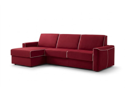 Sofá esquinero de diseño moderno Focus en forma de L de tela, sofá, paisaje de vida, muebles italianos.