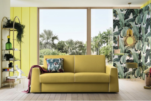 Diseño de sala de estar Sofá amarillo de 3 plazas Alfitalia Tela Sofá Sofás acolchados Sofás