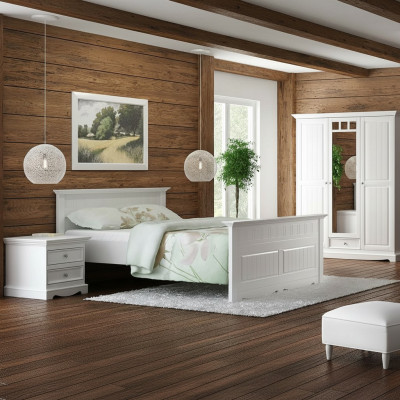 Diseño de dormitorio cama 2x mesitas de noche armario conjunto nuevo 180x200cm 4 piezas