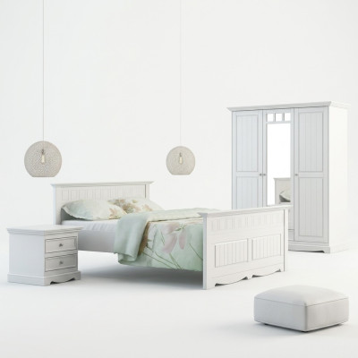 Diseño de dormitorio cama 2x mesitas de noche armario conjunto nuevo 180x200cm 4 piezas