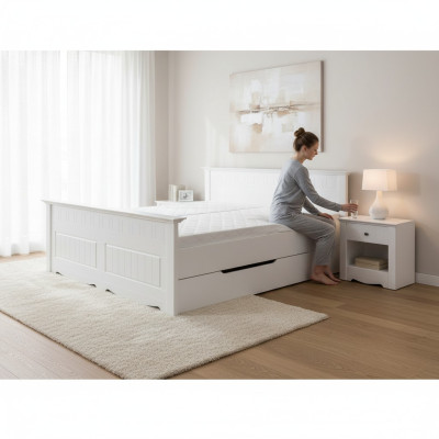 Lit Rembourrage Design Holzbetten Double Lits Blanc 180x200 Sommeil Chambre  Cama de diseño acolchada de madera doble blanca 180x200 dormitorio de sueño.