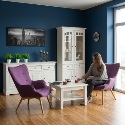 Conjunto de muebles clásicos de diseño 2 piezas estilo rural vitrina cómoda muebles de madera
