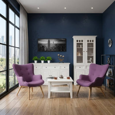 Conjunto de muebles clásicos de diseño 2 piezas estilo rural vitrina cómoda muebles de madera