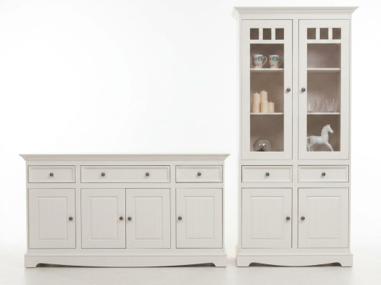 Conjunto de muebles clásicos de diseño 2 piezas estilo rural vitrina cómoda muebles de madera