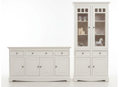 Conjunto de muebles clásicos de diseño 2 piezas estilo rural vitrina cómoda muebles de madera