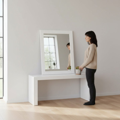 Espejo de pared, espejo para todas las habitaciones, espejo de baño, espejo colgante, marco de madera.