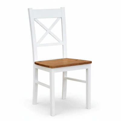 Silla de salón de campo 1x Comedor Madera maciza Salón Asiento Silla tapizada de madera Nueva