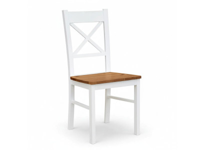 Silla de salón de campo 1x Comedor Madera maciza Salón Asiento Silla tapizada de madera Nueva