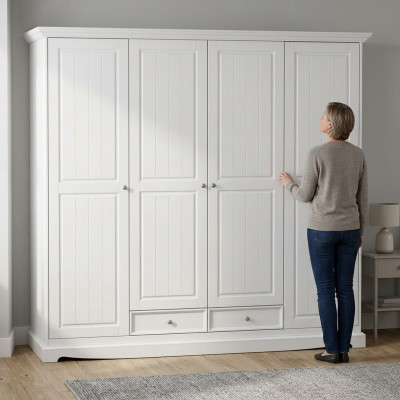 Armario Armarios Mueble Mueble de pared Clásico Madera Casa de campo Blanco Nuevo