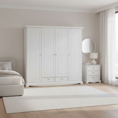 Armario Armarios Mueble Mueble de pared Clásico Madera Casa de campo Blanco Nuevo