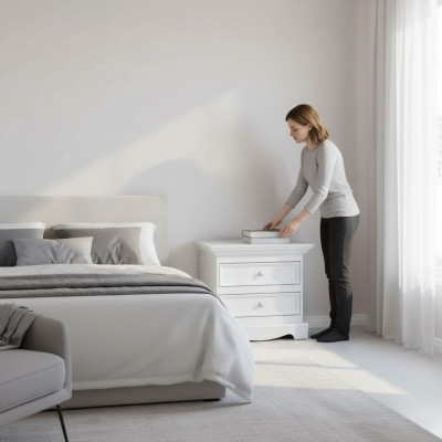 Mesita de noche de casa de campo Mesas Consolas Mesas de madera Cómoda Mesa auxiliar Clásica