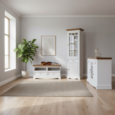 Mueble de pared aparador de casa de campo, muebles de diseñador de 3 piezas. Set de cómoda, mueble de TV, buffet de madera.