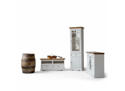 Mueble de pared aparador de casa de campo, muebles de diseñador de 3 piezas. Set de cómoda, mueble de TV, buffet de madera.