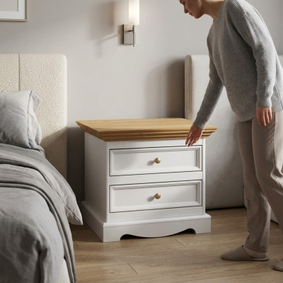 Mesilla de noche de casa de campo, mesas de consola de mesa de noche de madera, mesa de consola clásica.