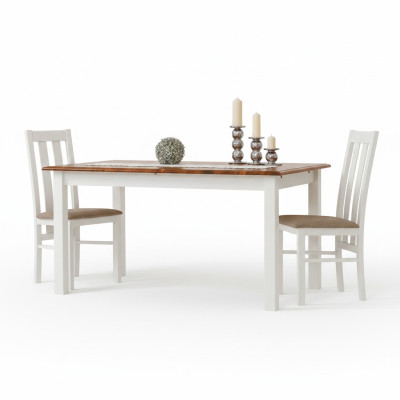 Mesa de madera para casa de campo, mesa de comedor extensible de madera, mesa de madera de 150/197 cm para la sala de estar.