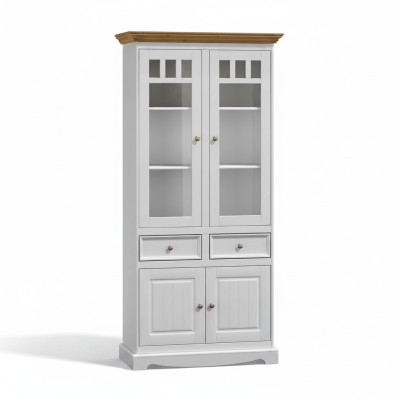 Muebles clásicos para sala de estar en blanco y marrón de madera Vitrina armario muebles