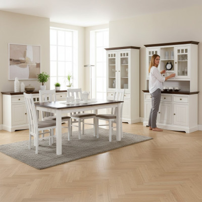 Mesas de comedor estilo clásico, robustas de 150-197cm, mesa de comedor XXL para la sala de estar.