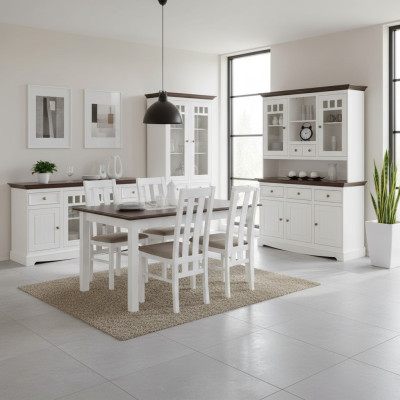 Mesas de comedor estilo clásico, robustas de 150-197cm, mesa de comedor XXL para la sala de estar.
