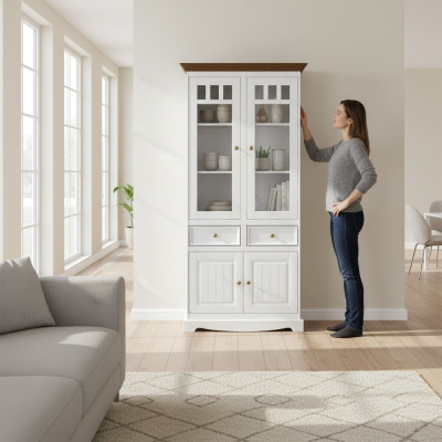 Vitrina mueble de vidrio Armario de vidrio Vitrina clásica Vitrina de esquina clásica Armario de esquina de cristal de madera