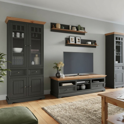 Conjunto de paredes para vivienda Vitrina TV Cómoda Estantes de pared Cómodas Armario Muebles de madera 5 piezas.