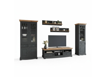 Conjunto de paredes para vivienda Vitrina TV Cómoda Estantes de pared Cómodas Armario Muebles de madera 5 piezas.