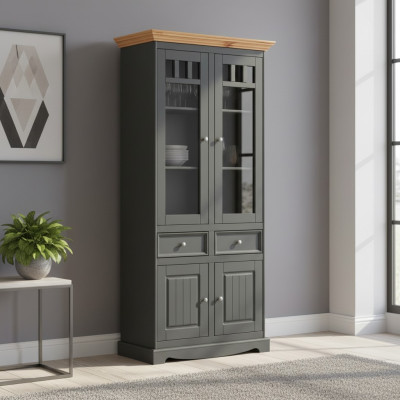 Moderno gabinete de vitrinas vitrina hecho a mano de madera maciza gabinetes de madera maciza vidrio.