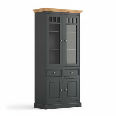 Moderno gabinete de vitrinas vitrina hecho a mano de madera maciza gabinetes de madera maciza vidrio.