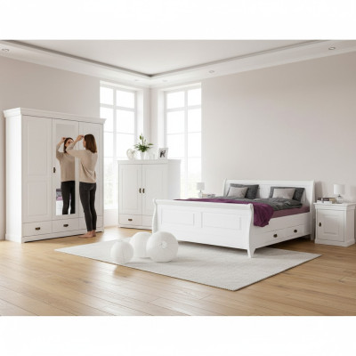 Dormitorio Conjunto Cama Doble 2x Mesita de Noche Consola Camas Hotel Tapiz 5 piezas.