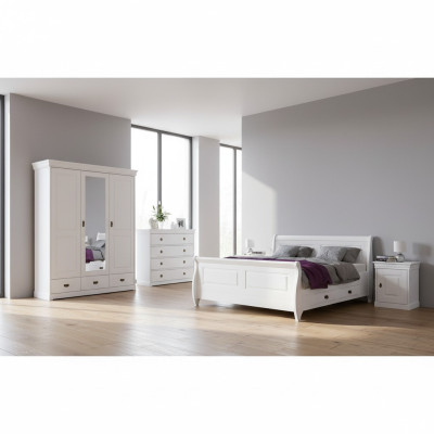 Dormitorio Conjunto Cama Doble 2x Mesita de Noche Consola Camas Hotel Tapiz 5 piezas.
