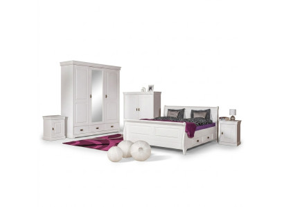 Dormitorio Conjunto Cama Doble 2x Mesita de Noche Consola Camas Hotel Tapiz 5 piezas.