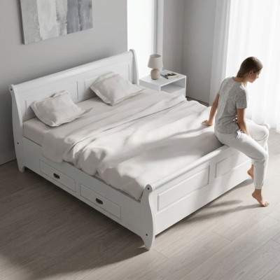 Estilo campestre Lujo Cama Cama doble Camas dobles Blancas Camas Dormitorio