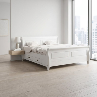 Estilo campestre Lujo Cama Cama doble Camas dobles Blancas Camas Dormitorio