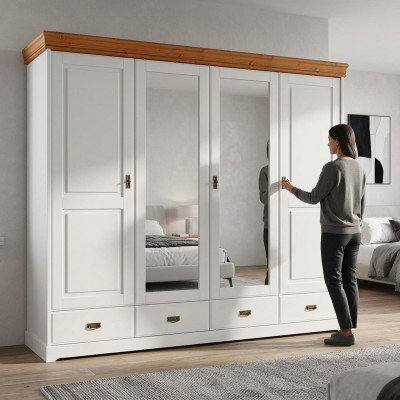 Armario de estilo rústico, armario, armarios para ropa de madera, muebles blancos, estantería.