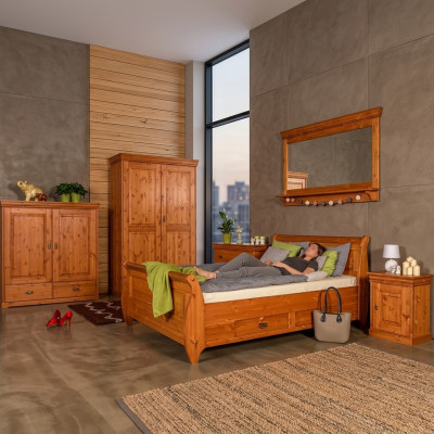 Dormitorio Set Completo Diseño Cama Clásica Muebles 5 piezas Mesita de noche Casa de campo