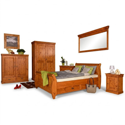 Dormitorio Set Completo Diseño Cama Clásica Muebles 5 piezas Mesita de noche Casa de campo