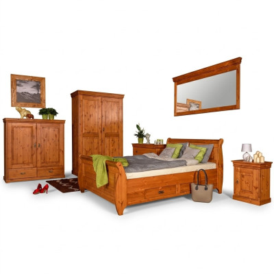 Diseño de lujo, cama doble de hotel, dormitorio de madera, cama de 180x200 cm, tapizada.