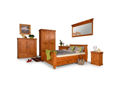Diseño de lujo, cama doble de hotel, dormitorio de madera, cama de 180x200 cm, tapizada.